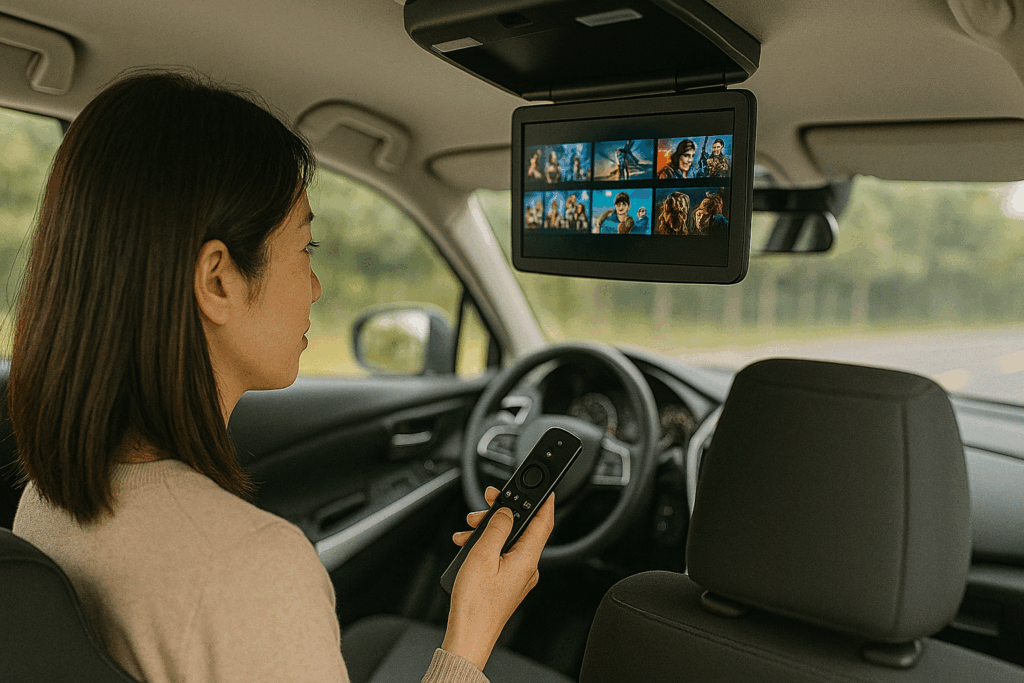 後席モニターでの視聴はファイヤースティックが快適