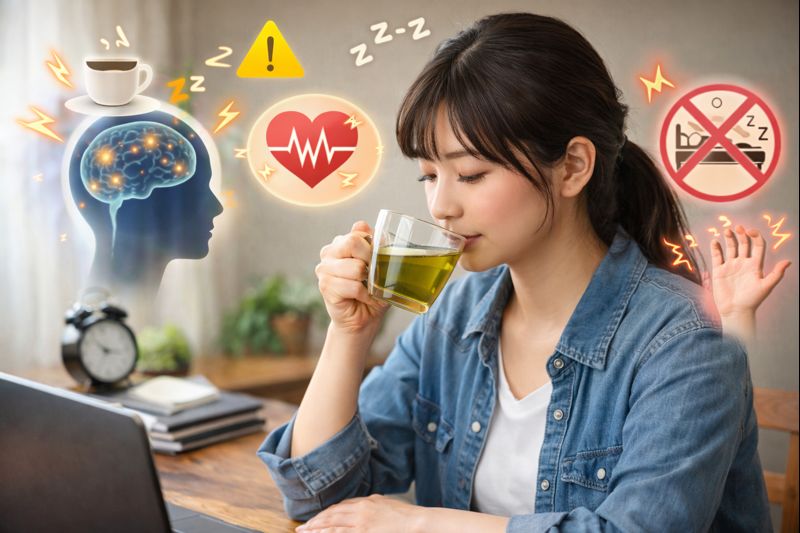 覚醒作用がある緑茶のカフェイン含有量と注意点