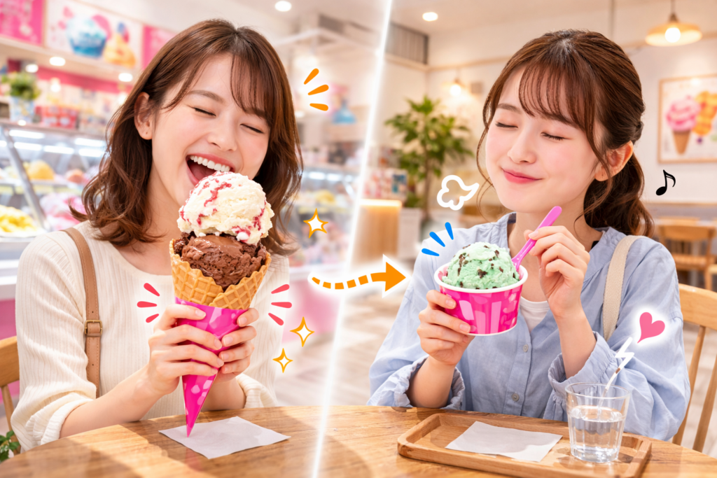 満足感が高いレギュラーと少量サイズのスモール